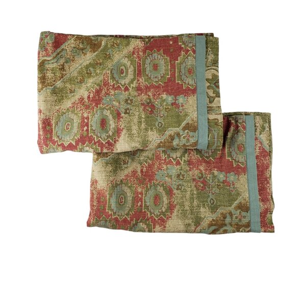 Set of 2 Soft Surroundings Standard Pillow Cover Shams Shabby Chic Green Red - Picture 1 of 7